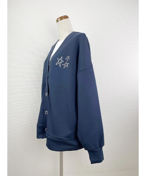 WORLD WIDE LOVE!（ワールドワイドラブ）の「ダンボールカーデ（カーディガン/ボレロ・レディース・カーキ/ネイビー/コーラル・1）」の12枚目の写真