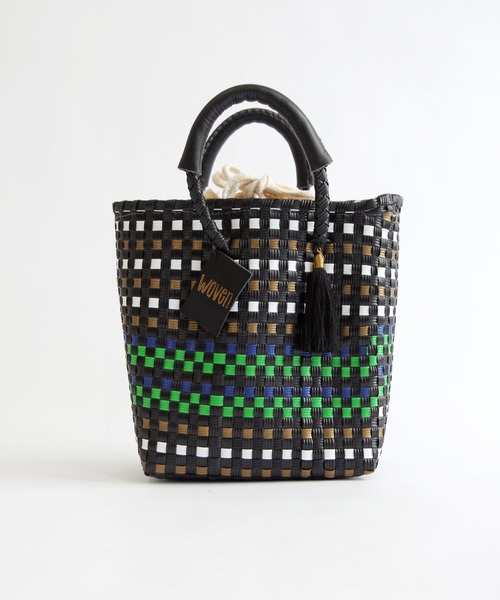WOVEN (ウーヴン) メルカドかごバッグ レザーハンドル　極美品 WOVEN（ウーヴン）の「WOVEN (ウーヴン) /ミニトート メキシコ製