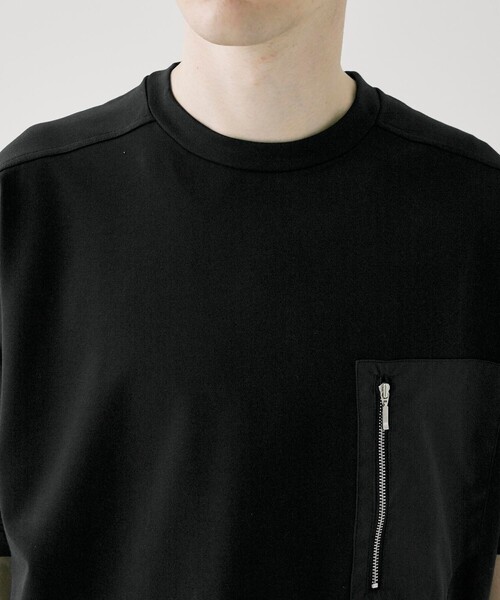 CITY TOKYO（シティトウキョウ）の「ジップポケットリラックスフィット半袖Tシャツ（Tシャツ/カットソー・メンズ・ホワイト/ブラック・1/2）」の9枚目の写真