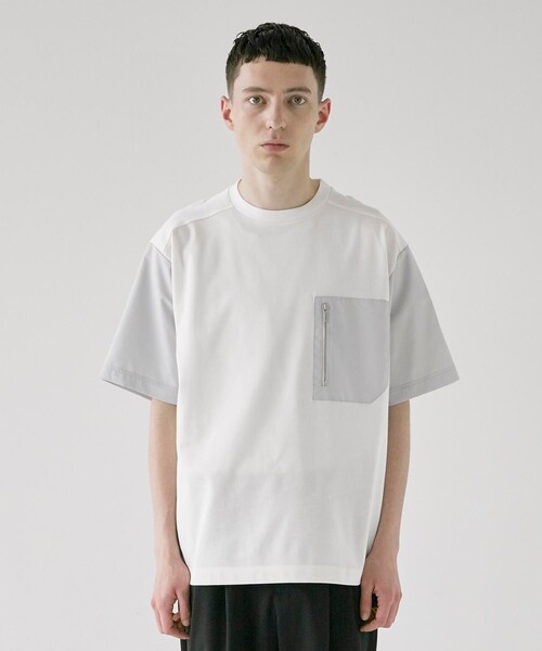 CITY TOKYO（シティトウキョウ）の「ジップポケットリラックスフィット半袖Tシャツ（Tシャツ/カットソー・メンズ・ホワイト/ブラック・1/2）」の16枚目の写真