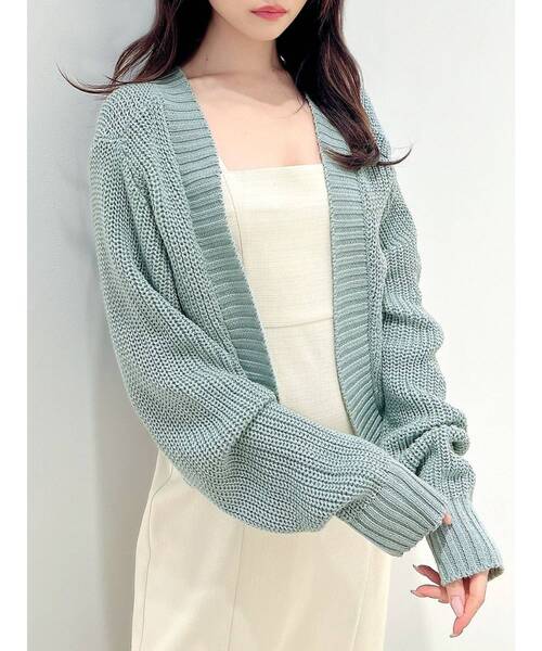 RESEXXY（リゼクシー）の「ワイドスリーブニットショートカーディガン（カーディガン/ボレロ・レディース・ブルー/ブラック/ライトグレー・FREE）」の3枚目の写真