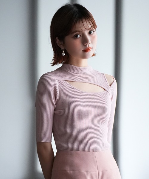 SAISON DE PAPILLON(セゾンドパピヨン)の「カットアウトプチハイネックリブニットプルオーバー(ニット/セーター・レディース・ピンク/ピンクベージュ/ブラック・S/M/L)」の17枚目の写真