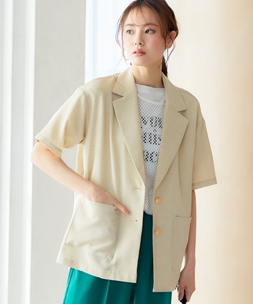 miclat（ミクラ）の「大きいサイズ　半袖ジャケット　miclat（ミリタリージャケット・レディース・チャコール/イエロー系・3L/4L/L/5L/LL）」の14枚目の写真