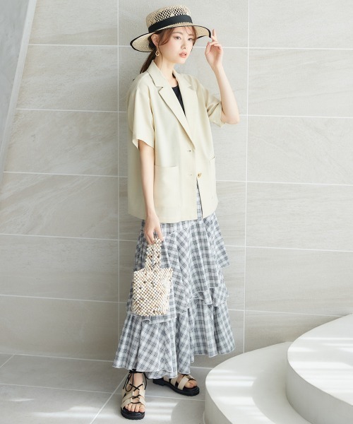 miclat（ミクラ）の「大きいサイズ　半袖ジャケット　miclat（ミリタリージャケット・レディース・チャコール/イエロー系・3L/4L/L/5L/LL）」の13枚目の写真