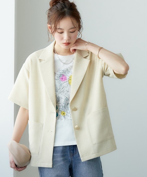 miclat（ミクラ）の「大きいサイズ　半袖ジャケット　miclat（ミリタリージャケット・レディース・チャコール/イエロー系・3L/4L/L/5L/LL）」の15枚目の写真