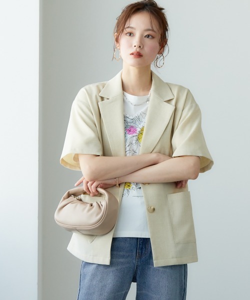 miclat（ミクラ）の「大きいサイズ　半袖ジャケット　miclat（ミリタリージャケット・レディース・チャコール/イエロー系・3L/4L/L/5L/LL）」の22枚目の写真