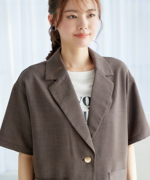 miclat（ミクラ）の「大きいサイズ　半袖ジャケット　miclat（ミリタリージャケット・レディース・チャコール/イエロー系・3L/4L/L/5L/LL）」の16枚目の写真