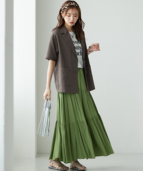 miclat（ミクラ）の「大きいサイズ　半袖ジャケット　miclat（ミリタリージャケット・レディース・チャコール/イエロー系・3L/4L/L/5L/LL）」の6枚目の写真