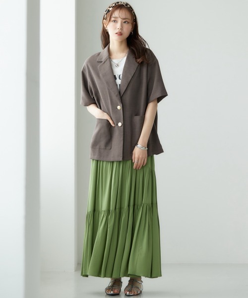 miclat（ミクラ）の「大きいサイズ　半袖ジャケット　miclat（ミリタリージャケット・レディース・チャコール/イエロー系・3L/4L/L/5L/LL）」の12枚目の写真