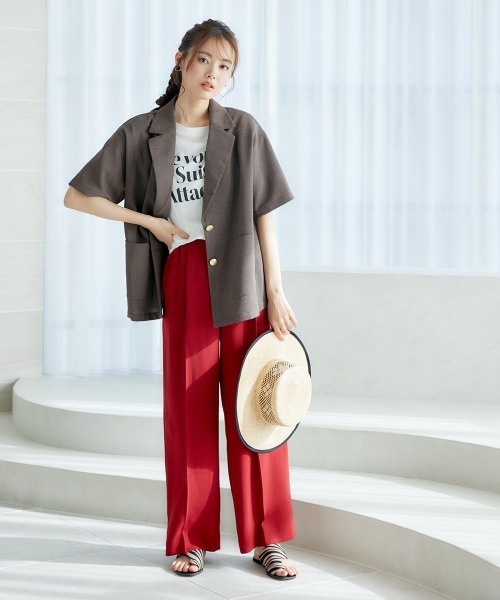 miclat（ミクラ）の「大きいサイズ　半袖ジャケット　miclat（ミリタリージャケット・レディース・チャコール/イエロー系・3L/4L/L/5L/LL）」の8枚目の写真