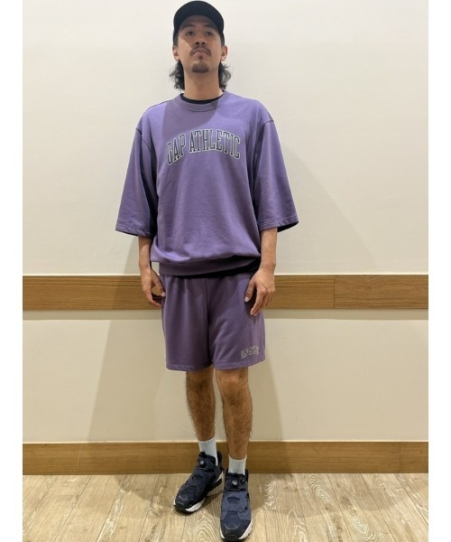 GAP（ギャップ）の「ヴィンテージソフト GAPロゴ ５分袖 スウェット・トレーナー(ユニセックス)（スウェット・メンズ・ライトグレー/パープル/イエロー/ブラック/ブルー/ホワイト・S/L/M/XL/XS）」の8枚目の写真