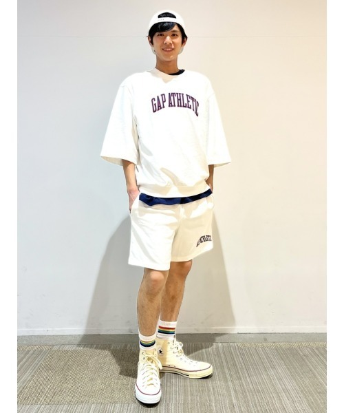GAP（ギャップ）の「ヴィンテージソフト GAPロゴ ５分袖 スウェット・トレーナー(ユニセックス)（スウェット・メンズ・ライトグレー/パープル/イエロー/ブラック/ブルー/ホワイト・S/L/M/XL/XS）」の16枚目の写真