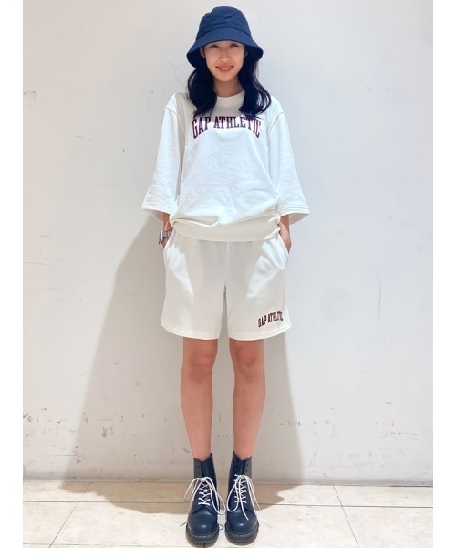 GAP（ギャップ）の「ヴィンテージソフト GAPロゴ ５分袖 スウェット・トレーナー(ユニセックス)（スウェット・メンズ・ライトグレー/パープル/イエロー/ブラック/ブルー/ホワイト・S/L/M/XL/XS）」の21枚目の写真