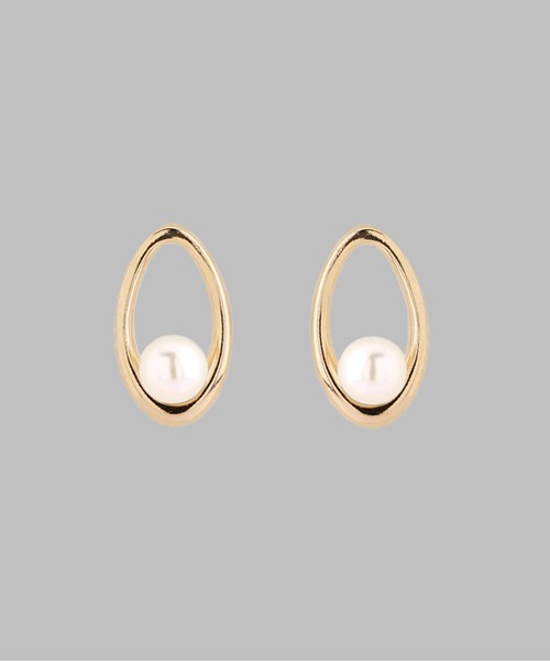 ANEMONE（アネモネ）の「淡水パール×オーバルピアス[K10]（ピアス（両耳用）・レディース・ホワイト系その他2・FREE）」の3枚目の写真