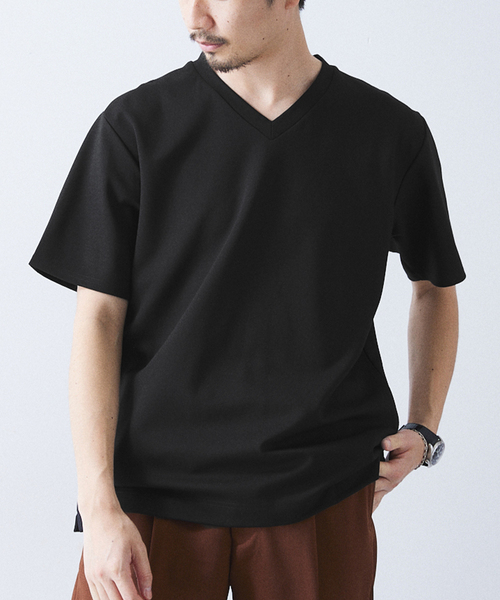417 EDIFICE(フォーワンセブンエディフィス)の「【Made in Japan】コンパクトポンチ S/S Vネック(Tシャツ/カットソー・メンズ・ホワイト/ブラック/グレー/ブラック系その他・SMALL/MEDIUM/LARGE)」の3枚目の写真