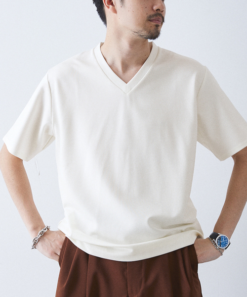 417 EDIFICE(フォーワンセブンエディフィス)の「【Made in Japan】コンパクトポンチ S/S Vネック(Tシャツ/カットソー・メンズ・ホワイト/ブラック/グレー/ブラック系その他・SMALL/MEDIUM/LARGE)」の21枚目の写真