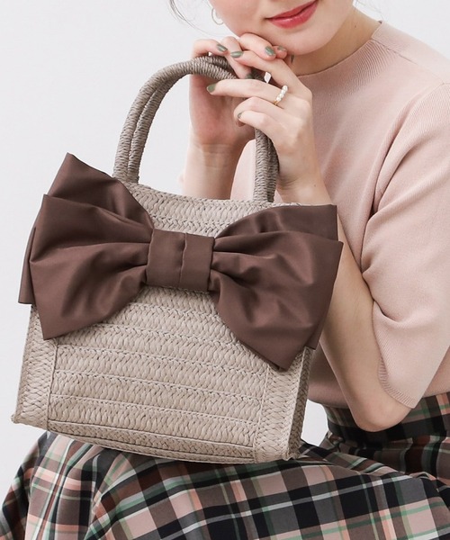 couture brooch(クチュールブローチ)の「◆Bigリボンペーパートート(トートバッグ・レディース・ライトベージュ/サンドベージュ/グレー・00)」の3枚目の写真
