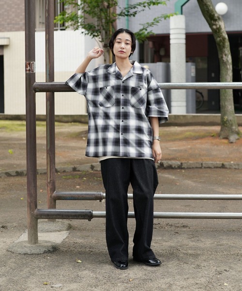 Air Tokyo（エアートウキョー）の「ブロード オンブレチェック オープンカラー シャツ <セレクトアイテム>（シャツ/ブラウス・メンズ・ブラック系その他/ブラウン系その他/ブルー系その他・LARGE/X-LARGE）」の6枚目の写真