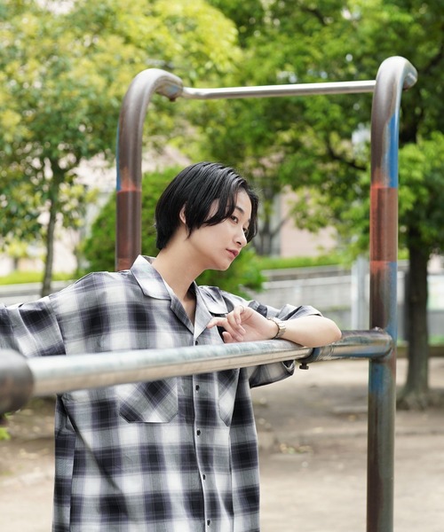 Air Tokyo（エアートウキョー）の「ブロード オンブレチェック オープンカラー シャツ <セレクトアイテム>（シャツ/ブラウス・メンズ・ブラック系その他/ブラウン系その他/ブルー系その他・LARGE/X-LARGE）」の7枚目の写真