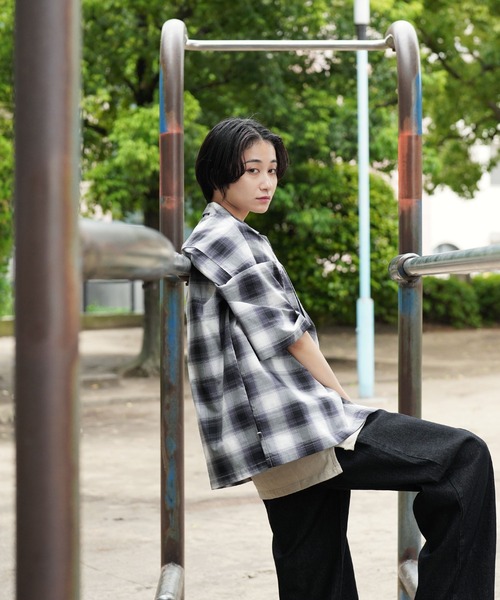 Air Tokyo（エアートウキョー）の「ブロード オンブレチェック オープンカラー シャツ <セレクトアイテム>（シャツ/ブラウス・メンズ・ブラック系その他/ブラウン系その他/ブルー系その他・LARGE/X-LARGE）」の8枚目の写真