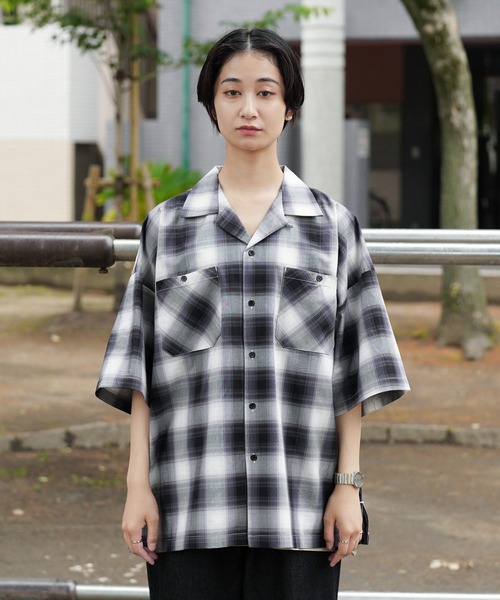 Air Tokyo（エアートウキョー）の「ブロード オンブレチェック オープンカラー シャツ <セレクトアイテム>（シャツ/ブラウス・メンズ・ブラック系その他/ブラウン系その他/ブルー系その他・LARGE/X-LARGE）」の9枚目の写真