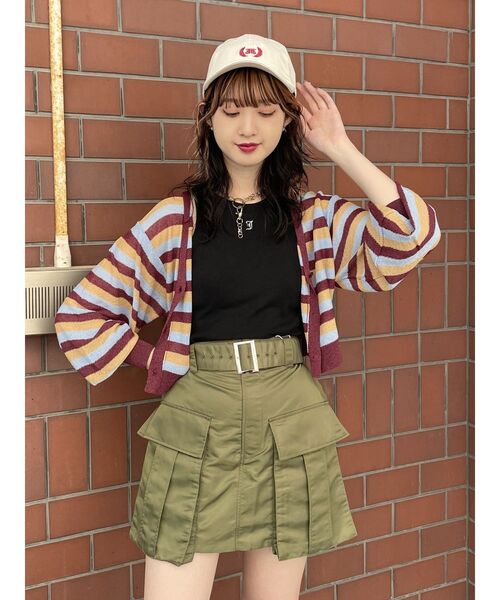 jouetie（ジュエティ）の「ボーダーシアーニットカーデ（カーディガン/ボレロ・レディース・ブラック/ボルドー/ブルー・MEDIUM）」の11枚目の写真