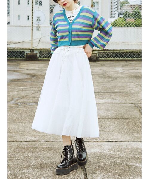 jouetie（ジュエティ）の「ボーダーシアーニットカーデ（カーディガン/ボレロ・レディース・ブラック/ボルドー/ブルー・MEDIUM）」の19枚目の写真