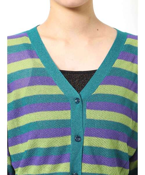 jouetie（ジュエティ）の「ボーダーシアーニットカーデ（カーディガン/ボレロ・レディース・ブラック/ボルドー/ブルー・MEDIUM）」の20枚目の写真