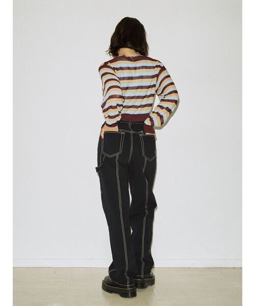 jouetie（ジュエティ）の「ボーダーシアーニットカーデ（カーディガン/ボレロ・レディース・ブラック/ボルドー/ブルー・MEDIUM）」の22枚目の写真