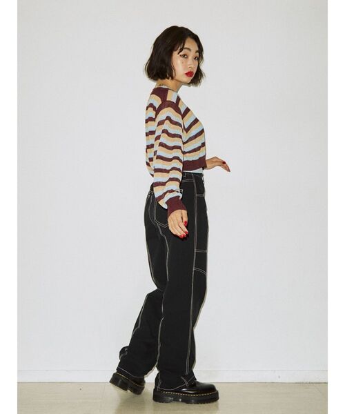 jouetie（ジュエティ）の「ボーダーシアーニットカーデ（カーディガン/ボレロ・レディース・ブラック/ボルドー/ブルー・MEDIUM）」の16枚目の写真