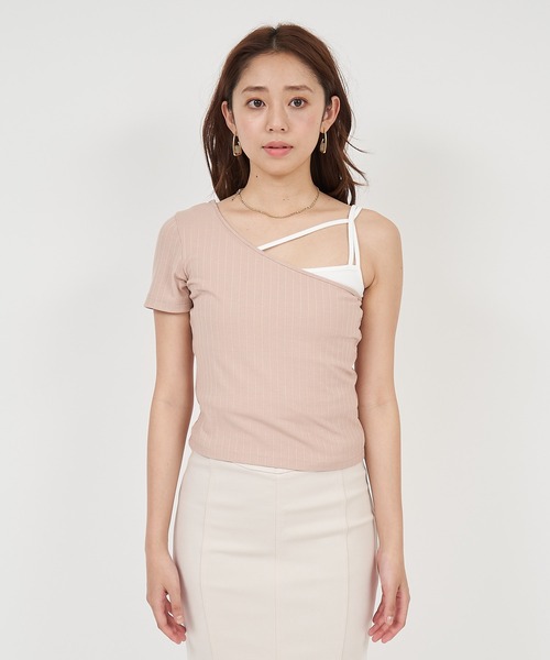 ROYAL PARTY(ロイヤルパーティー)の「2wayアシメレイヤードトップス(Tシャツ/カットソー・レディース・ブラック/ベージュ/ブルー・FREE)」の14枚目の写真