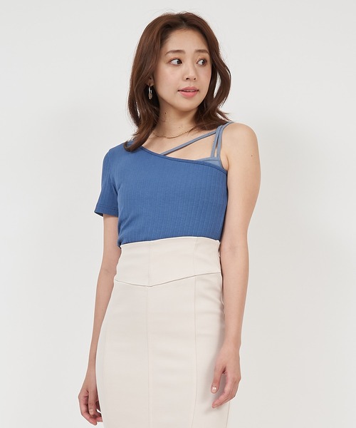 ROYAL PARTY(ロイヤルパーティー)の「2wayアシメレイヤードトップス(Tシャツ/カットソー・レディース・ブラック/ベージュ/ブルー・FREE)」の19枚目の写真