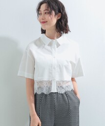 Ray BEAMS | Ray BEAMS / スソ レース クロップド シャツ(シャツ/ブラウス)