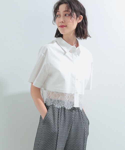 Ray BEAMS（レイビームス）の「Ray BEAMS / スソ レース クロップド シャツ（シャツ/ブラウス・レディース・サックスブルー/ホワイト・ONE SIZE）」の10枚目の写真