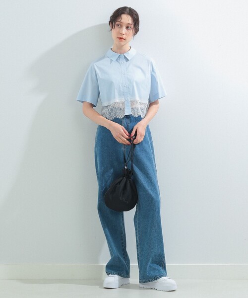Ray BEAMS（レイビームス）の「Ray BEAMS / スソ レース クロップド シャツ（シャツ/ブラウス・レディース・サックスブルー/ホワイト・ONE SIZE）」の11枚目の写真