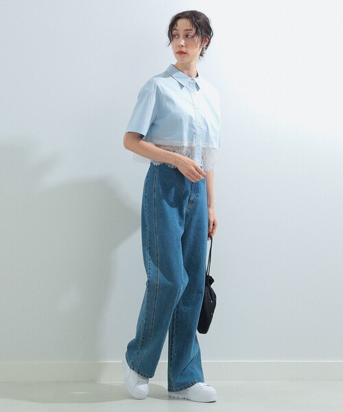 Ray BEAMS（レイビームス）の「Ray BEAMS / スソ レース クロップド シャツ（シャツ/ブラウス・レディース・サックスブルー/ホワイト・ONE SIZE）」の12枚目の写真