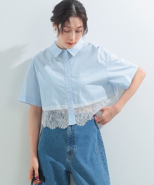 Ray BEAMS（レイビームス）の「Ray BEAMS / スソ レース クロップド シャツ（シャツ/ブラウス・レディース・サックスブルー/ホワイト・ONE SIZE）」の14枚目の写真