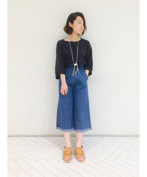 Kastane（カスタネ）の「【Kastane】デニムフリンジガウチョパンツ（デニムパンツ・レディース・ブルー/オフホワイト・FREE）」の12枚目の写真