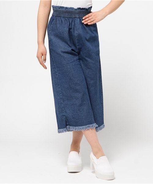 Kastane（カスタネ）の「【Kastane】デニムフリンジガウチョパンツ（デニムパンツ・レディース・ブルー/オフホワイト・FREE）」の2枚目の写真