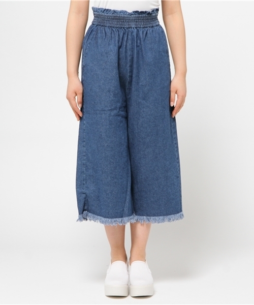 Kastane（カスタネ）の「【Kastane】デニムフリンジガウチョパンツ（デニムパンツ・レディース・ブルー/オフホワイト・FREE）」の6枚目の写真