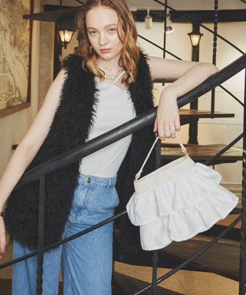 VIOLETTA（ヴィオレッタ）の「ティアードフリルハンドバッグ（ハンドバッグ・レディース・ホワイト/ベージュ/ブラック・FREE）」の10枚目の写真