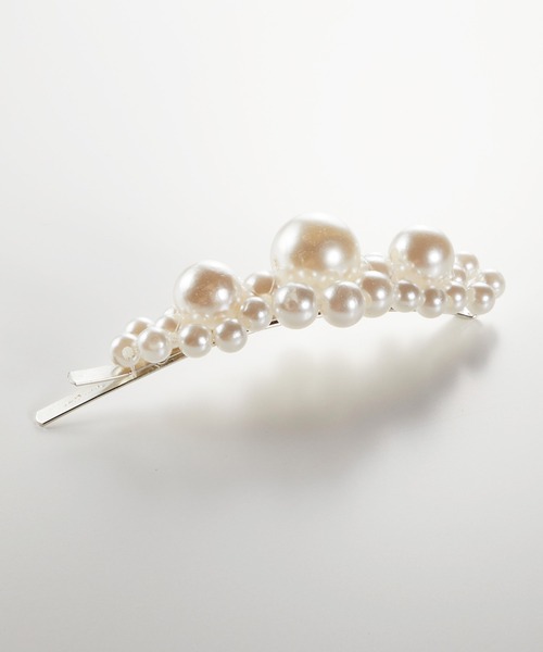 BONLECILL noir】パールフラワーヘアクリップ／ヘアピン（バレッタ