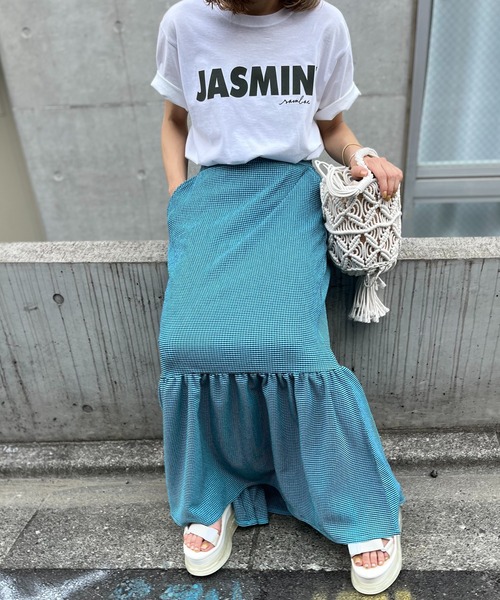 mi via loca（ミヴィアロカ）の「チェック柄シャーリングティアードスカート（スカート・レディース・ライム/ブルー/ネイビー/ピンク・FREE）」の21枚目の写真