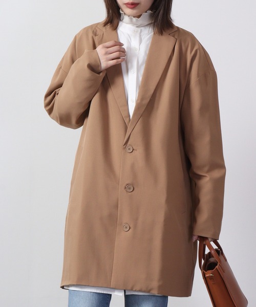 FUNALIVE(ファンアライブ)の「BIG shirt chester coat / シャツチェスターコート unisex(チェスターコート・メンズ・キャメル/チャコール/ネイビー/ブラック/ブルーグリーン/杢グレー・L/LL/M)」の1枚目の写真