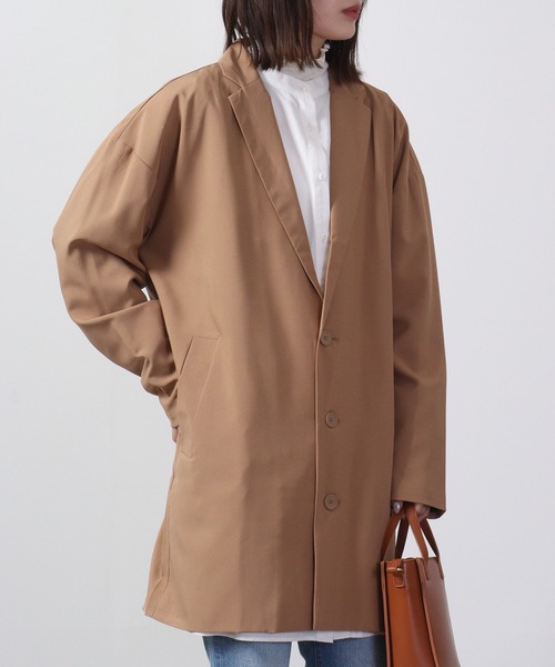 FUNALIVE(ファンアライブ)の「BIG shirt chester coat / シャツチェスターコート unisex(チェスターコート・メンズ・キャメル/チャコール/ネイビー/ブラック/ブルーグリーン/杢グレー・L/LL/M)」の18枚目の写真