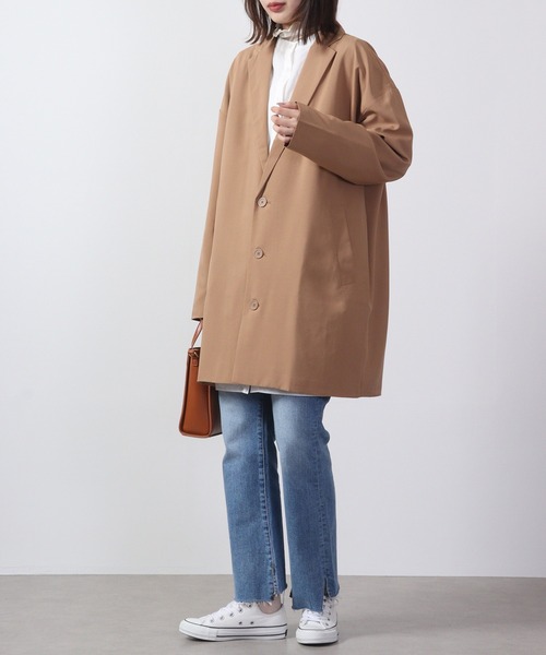 FUNALIVE(ファンアライブ)の「BIG shirt chester coat / シャツチェスターコート unisex(チェスターコート・メンズ・キャメル/チャコール/ネイビー/ブラック/ブルーグリーン/杢グレー・L/LL/M)」の8枚目の写真