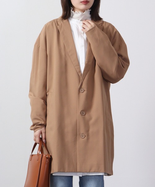 FUNALIVE(ファンアライブ)の「BIG shirt chester coat / シャツチェスターコート unisex(チェスターコート・メンズ・キャメル/チャコール/ネイビー/ブラック/ブルーグリーン/杢グレー・L/LL/M)」の19枚目の写真