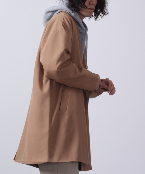 FUNALIVE(ファンアライブ)の「BIG shirt chester coat / シャツチェスターコート unisex(チェスターコート・メンズ・キャメル/チャコール/ネイビー/ブラック/ブルーグリーン/杢グレー・L/LL/M)」の12枚目の写真