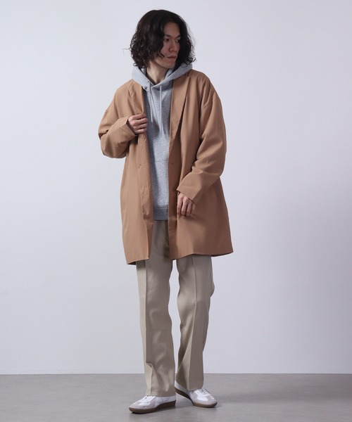 FUNALIVE(ファンアライブ)の「BIG shirt chester coat / シャツチェスターコート unisex(チェスターコート・メンズ・キャメル/チャコール/ネイビー/ブラック/ブルーグリーン/杢グレー・L/LL/M)」の15枚目の写真