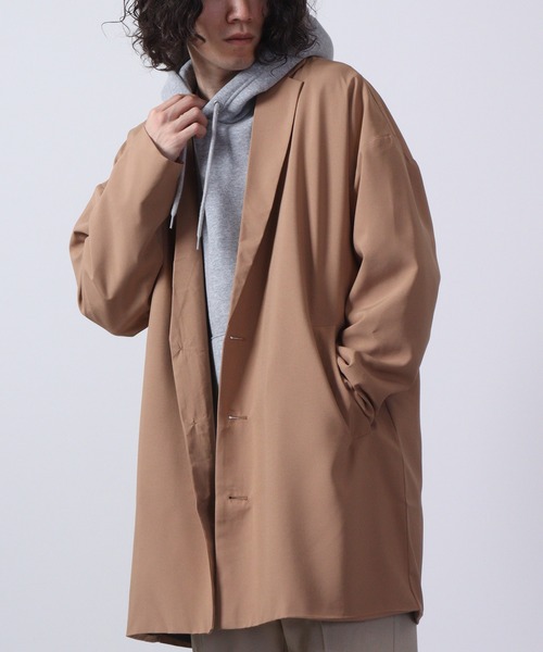 FUNALIVE(ファンアライブ)の「BIG shirt chester coat / シャツチェスターコート unisex(チェスターコート・メンズ・キャメル/チャコール/ネイビー/ブラック/ブルーグリーン/杢グレー・L/LL/M)」の11枚目の写真